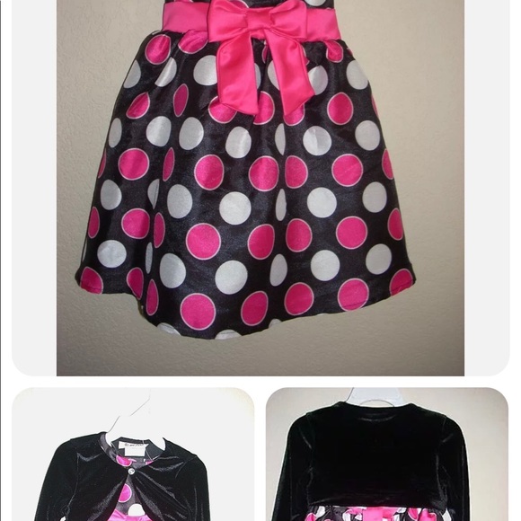 RARE TOO Age 2T Girls sleeveless Dress and Jacket BLACK & PINK NEW - Picture 4 of 8